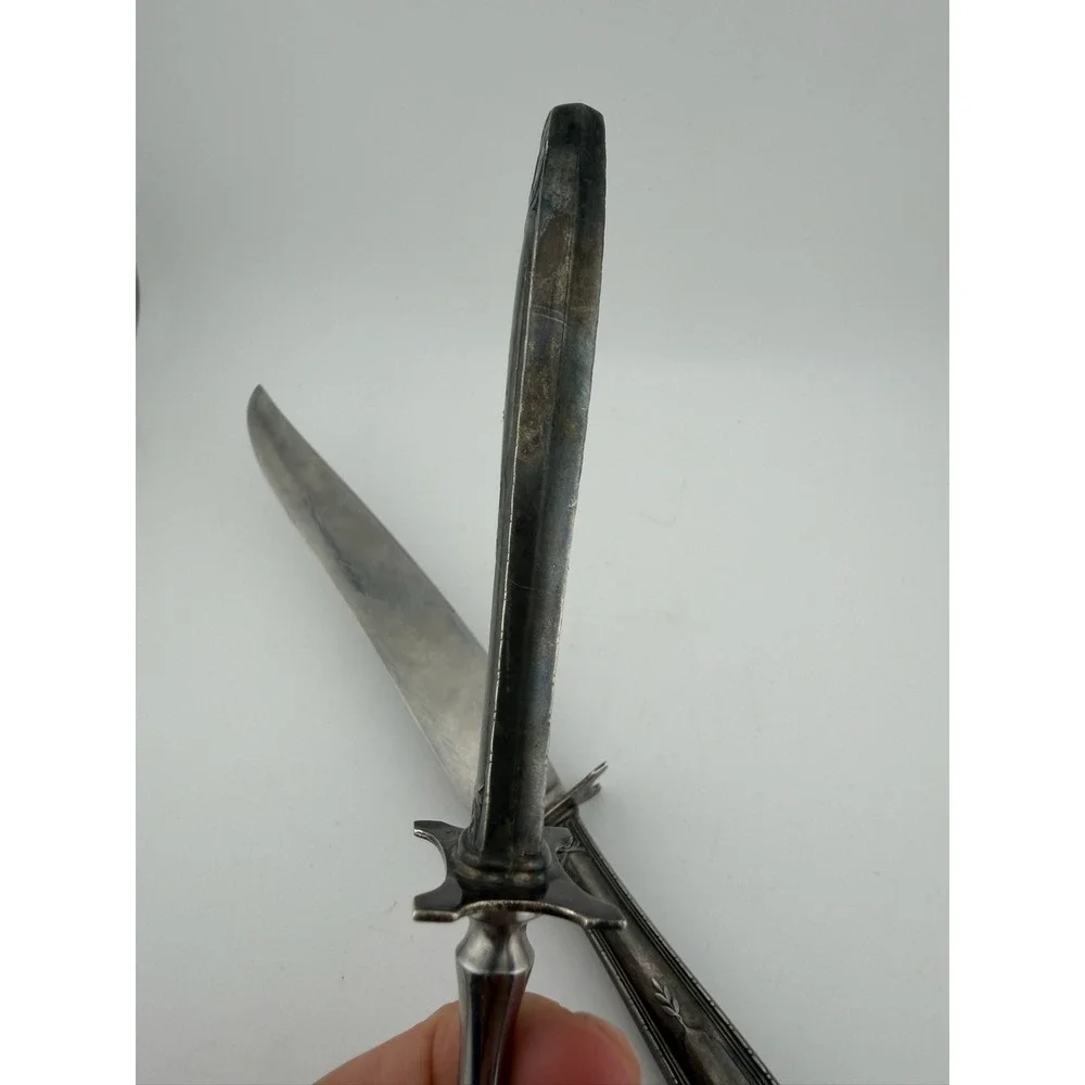 Vintage R Wallace & Sons Carving Set - Sterling Silver Handle Stainless 2pc